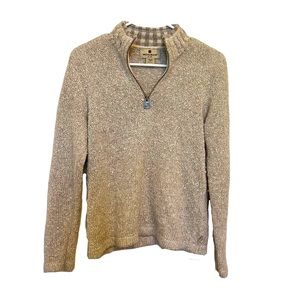 Woolrich quarter zip sweater small petite oatmeal beige 1/4 zip wool sweater